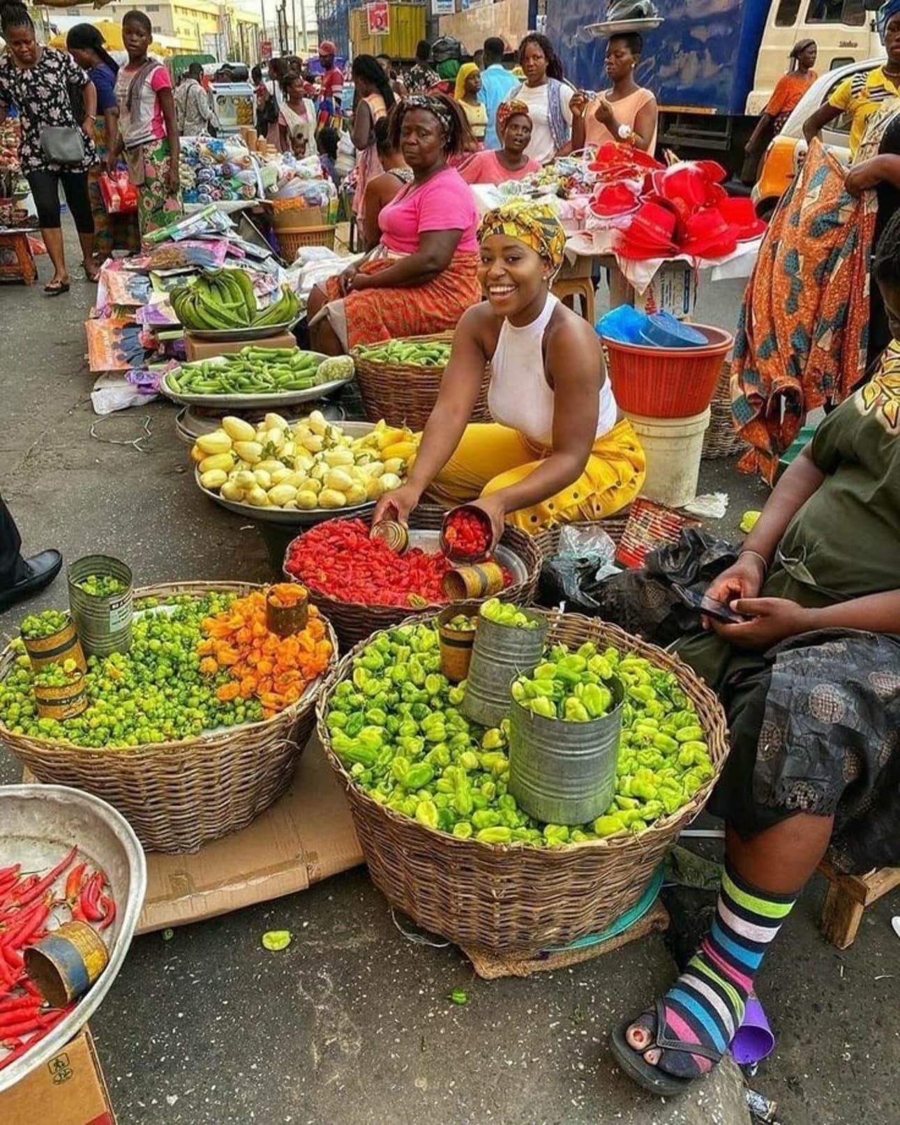 Colourful goods at Makola Market in Accra