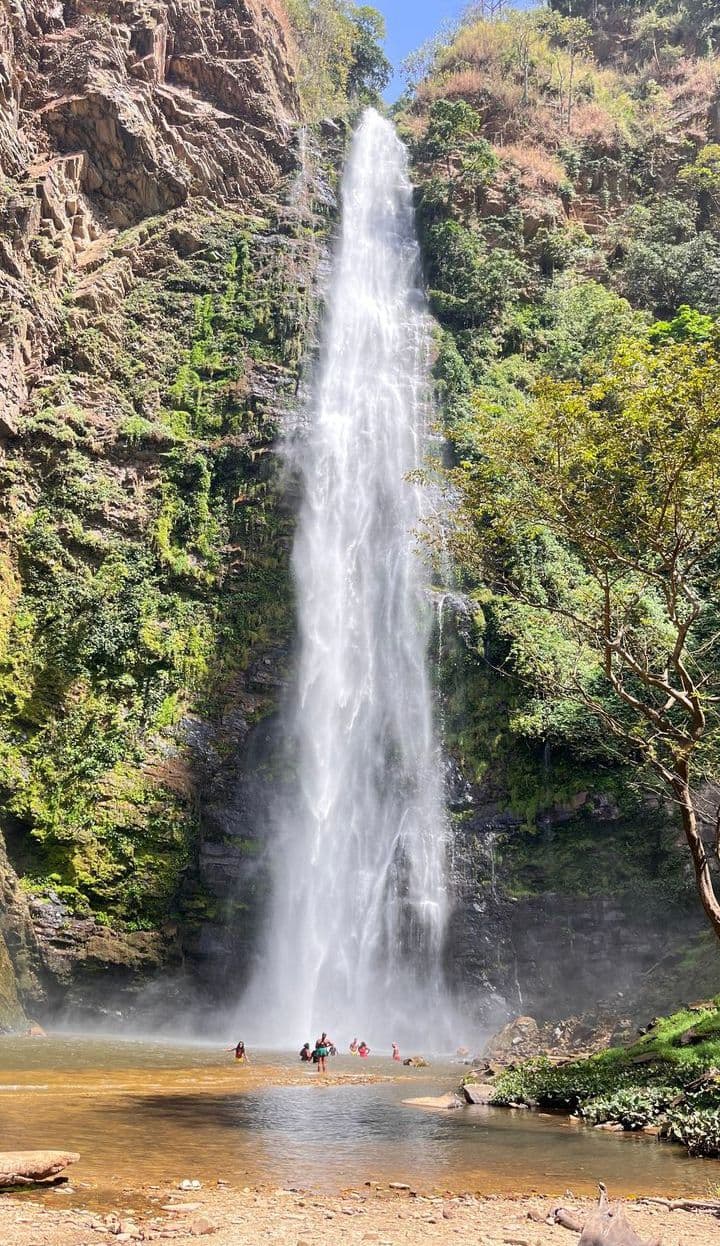 Wli Waterfalls cascading down the cliff face in the Volta Region
